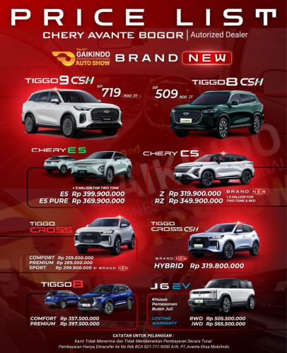 Pricelist Harga Chery jakasetia 2025